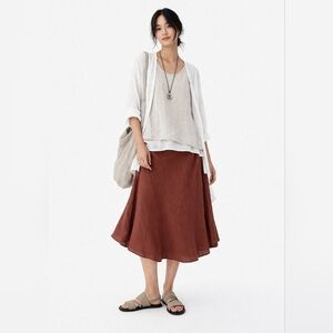 Peruvian Connection 100% Pima Cotton Burgundy Red Minimalist Lagenlook Skirt